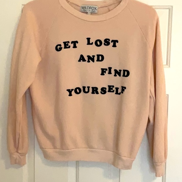 Wildfox Tops - Wild Fox light, pink sweatshirt,”Get Lost & Find Yourself” Excellent condition